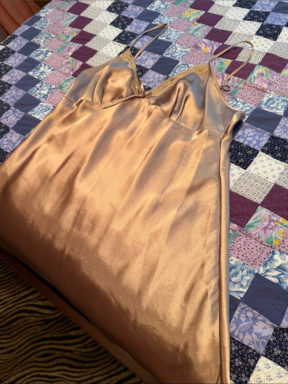 Secret Treasures Satin Slip Nightgown in Rose Gold